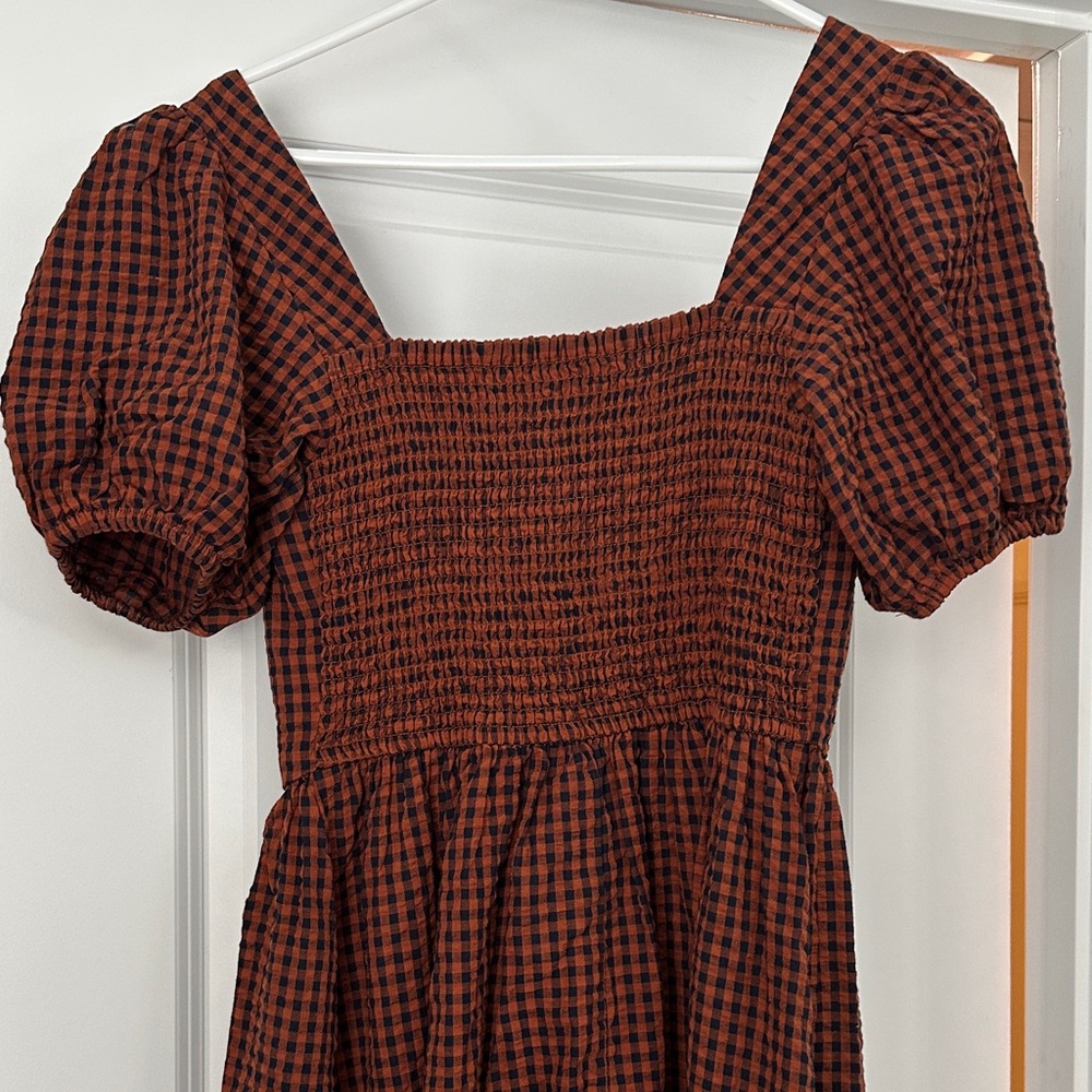 Brown Checkered Midi Dress - Picture 5 of 6